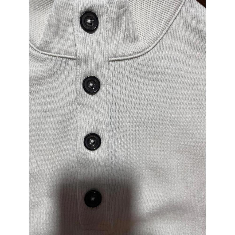 Cremieux Men’s Large Long Sleeve Henley Shirt Cream Brown Panel - Picture 4 of 6